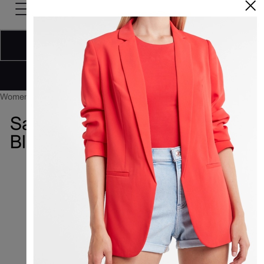 Satin open front boyfriend blazer